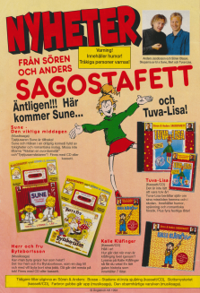 Reklam för böcker och kassetter med historier av författarna Sören och Anders