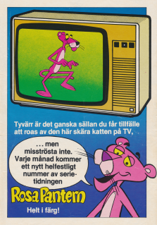 Reklam för serietidningen Rosa Pantern