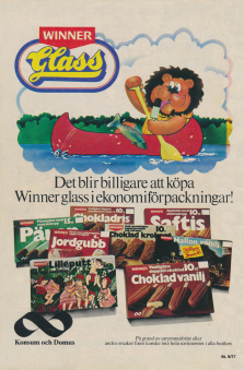 Reklam för glass från Winner glass, billigare glass i ekonomiförpackningar