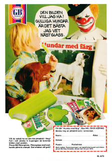 Annons från GB Glace som visar upp en läskig clown och glassen PPäronpinne
