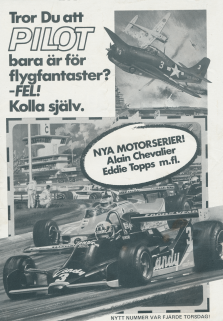Reklam för serietidningen Pilot som även har motorserier