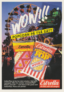 Reklam för Estrella Indian Pop och Estrella Jordnötspop