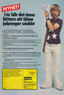 Reklam för Jultidningsförlaget där du kan sälja tidningar och tjäna extrapengar