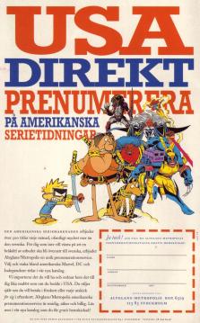 Reklam för företaget Alvglans som importerar serietidningar från USA och sålde i Sverige