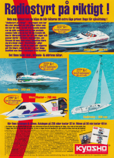 Reklam för radiostyrda båtar och bilar från Kyosho