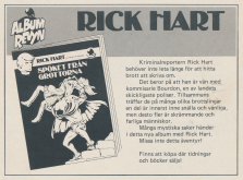 Reklam för seriealbumet Rick Hart: Spöket från grottorna, ett album utgivet av Semic på 1980-talet