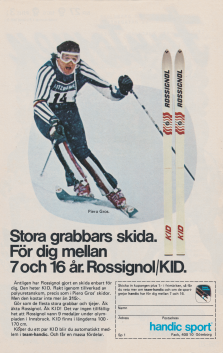 Reklam för slalomskidan KID från Rossignol