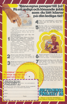 Reklam för Jultidningsförlaget och möjligheten att sälja jultidningar för att tjäna lite pengar