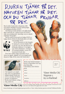 Reklam för postorderförsäljning i Panda-katalogen och WWF