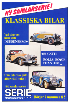 Reklam för en ny samlarserie som börjar i tidningen Seriemagasinet