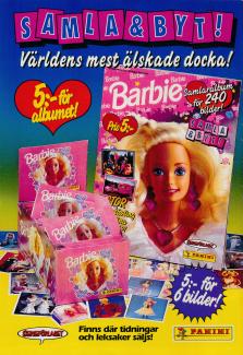 Reklam för samlaralbum från Panini som här handlar om dockan Barbie
