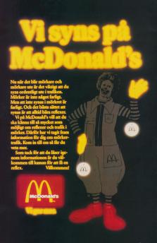 Reklam för McDonalds som delar ut reflexer till alla som besöker dem
