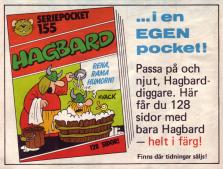 Reklam för nummer 155 i Seriepocketklubben som den här gången var Hagbard Handfaste
