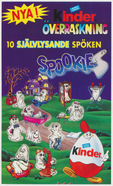 Reklam för Spookies, som man nu kan få i Kinder ägg