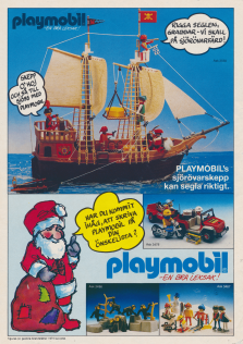 Reklam för olika leksaker från Playmobil, bland annat deras sjörövarskepp