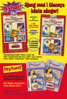 Reklam för flera olika musiksagor på kassett och CD, bland annat Pocahontas