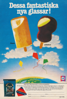 Reklam för två nya glassar från GB Glass - Skate och Jukebox