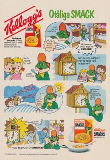 Seriereklam för frukostflingan Smacks som flyttar fram visarna på klockan och därför väcker trötta barn tidigare än väntat - bara för att få äta frukostflingor