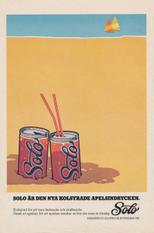 Reklam för den nya kolsyrade apelsindrickan Solo