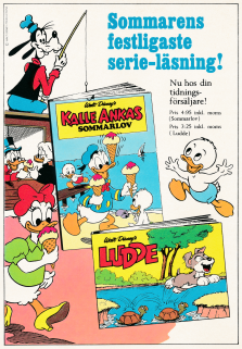 Annons som visar upp ett gäng Disney-album som finns att köpa i sommartiden 1970