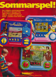 Reklam för tre olika LCD-spel med motiv och handling från Walt Disneys filmer