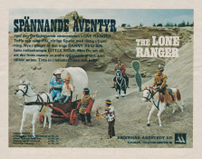Uppställda leksaker med tema från westernserien The Lone Ranger