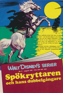 Reklam för serietidningen Walt Disneys Serier och numret som handlar om Spökryttaren och hans dubbelgångare