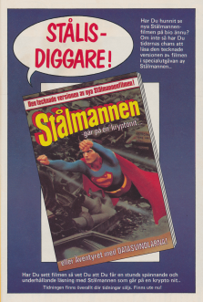 Reklam för seriealbumet baserat på filmen Stålmannen går på en krypto-nit