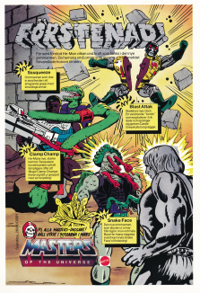 Reklam för en serie nya figurer i Master of the universe