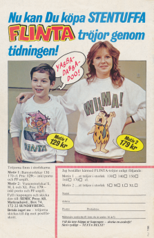 Reklam för kläder med Flinta-tryck som man kan köpa per postorder