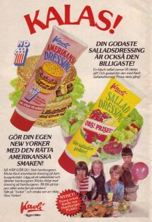 Annons för dressing från Kavli - salladsdressing och hamburgerdressing
