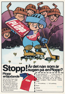 Reklam för chokladbiten Plopp