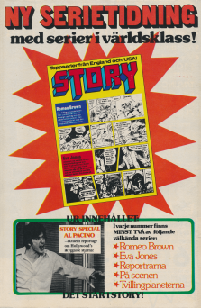 Internreklam för den nya serietidningen Story