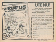 Internreklam för seriealbum med hunden Rufus i huvudrollen