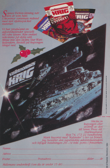 Reklam för en adventskalender med motiv från Star Wars som man kunde skicka efter 1984