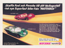 Reklam för leksaksbilar från Matchbox och deras Superfast-serie
