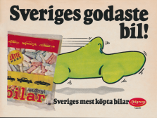Reklam för Sverige godaste bil - godiset bilar från Ahlgrens