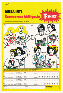 Reklam för t-shirts man kan köpa per postorder från PE-MANS AB