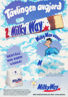 Reklam där man uppger vinnaren i Milky Ways tävling