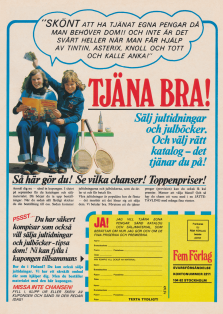 Reklam för jultidningsförsäljning via Fem Förlag