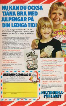 Reklam från Jultidningsförlaget med erbjudande om att sälja jultidningar för att tjäna en extra slant