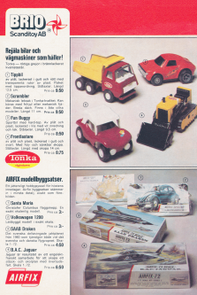 Reklam för olika sorters leksaker från Tonka och Airfix