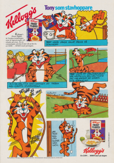 Reklam i serieformat för frukostflingorna Frost Flakes där maskoten Tony Tiger ska hoppa stavhopp