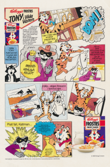 Reklam i serieformat med Tony Tiger som vilda västern-hjälte