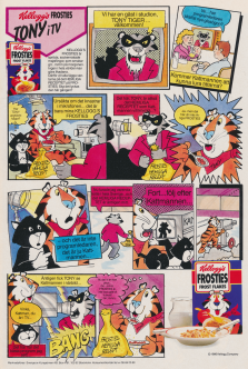 Reklam i serieformat för frukostflingan Frost Flakes där Kattmannen återigen försöker stjäla recepetet från Tony Tiger 