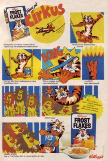 Annons där Tony Tiger gör sig illa på cirkus
