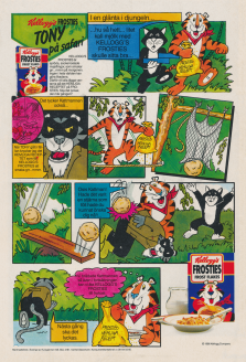 Reklam för Frost Flakes från Kellogg's där Tony Tiger är på safari och träffar Kattmannen igen