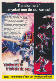 Reklam för den nya leksaken Transformers. Konceptbilder på hur leksaken ser ut.