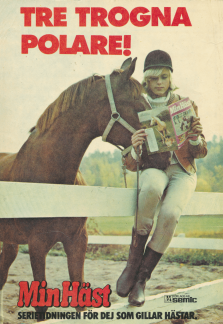 Internreklam för tidningen Min Häst med ett foto på en ryttare och en häst samt tidningen Min Häst
