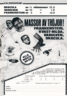 Reklam för tröjor med tryck på skräckisar